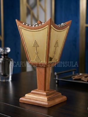 Signature Wooden Mitkan with Handle Stand & Steel Detail