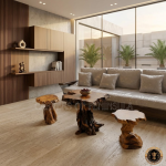 Red Pinus Coffee Table Set with Matching Side Table