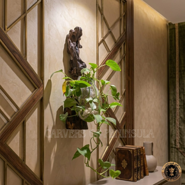 Unique Wall-Mounted Planter with Natural Driftwood Pattern