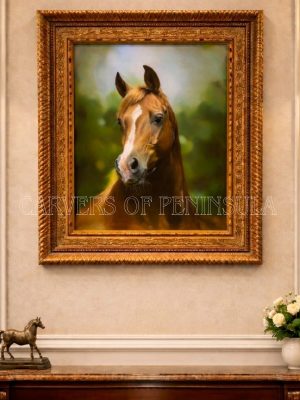 Arabian Horse Wall Art – Handcrafted Wooden Frame with Traditional Arabic Design