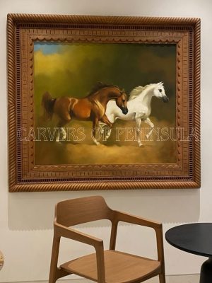 Arabian Horse Wall Décor – Classic Art in Carved Wooden Frame