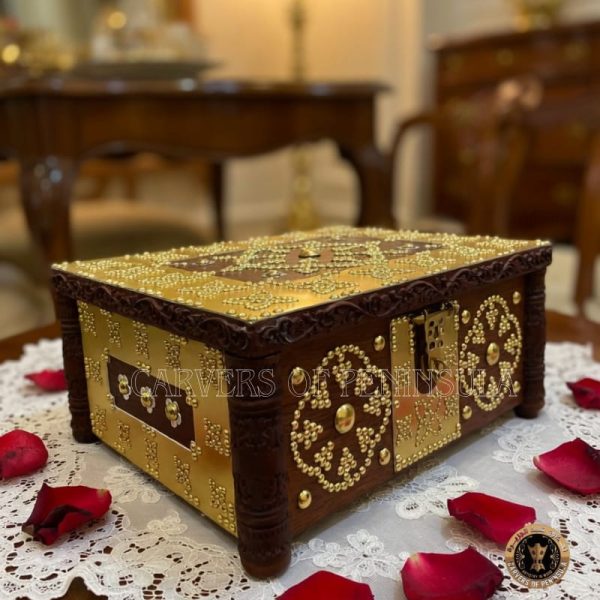Brass Stud Ornated Wooden Chest