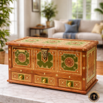 Leather Wrapping & Brass Studs Wooden Box