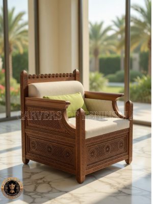 Geometric Pattern Wooden Sofa