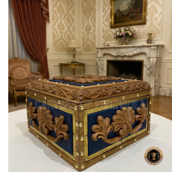 3D Carved Wooden Floral Pattern Box