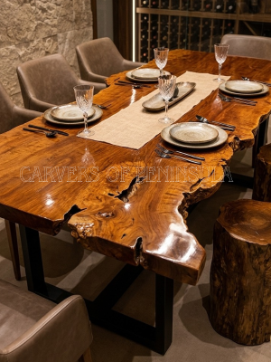 Lychee Wood Live Edge Dining Table