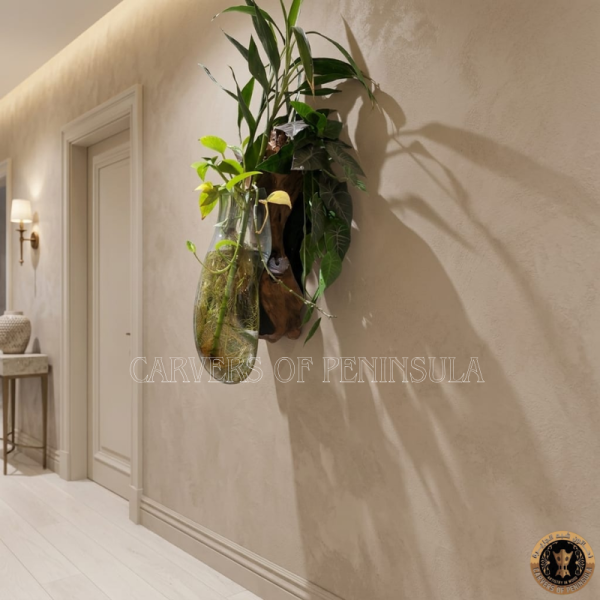 Wall-Mounted Planter with Natural Driftwood Pattern