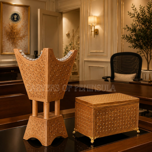 Teak Wooden Mitkan & Decorative Storage Box Combo
