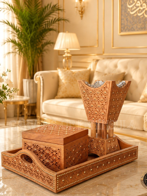 Meshed Shajara Pattern Wooden Combo Set