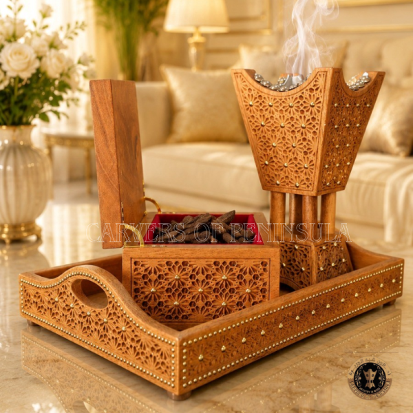 Meshed Shajara Pattern Wooden Combo Set