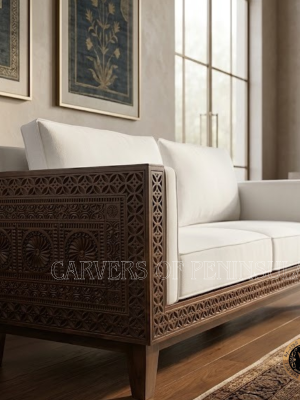 Solid Burma Teak Wood Sofa – Classic Design