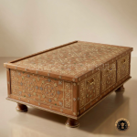 Premium Teak Wood Coffee Table Chest – Traditional Carved Design