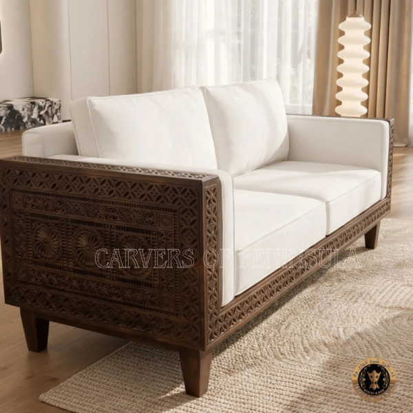 Solid Burma Teak Wood Sofa – Classic Design