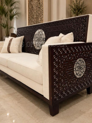 Solid Burma teak wood sofa