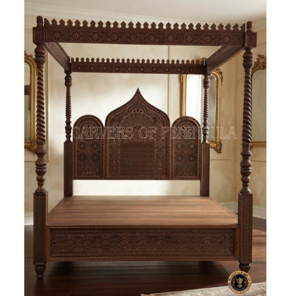 Royal Carved Canopy Bed Frame