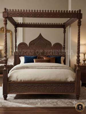 Royal Carved Canopy Bed Frame