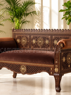 Luxury Sapele Wood Traditional Sofa Bench